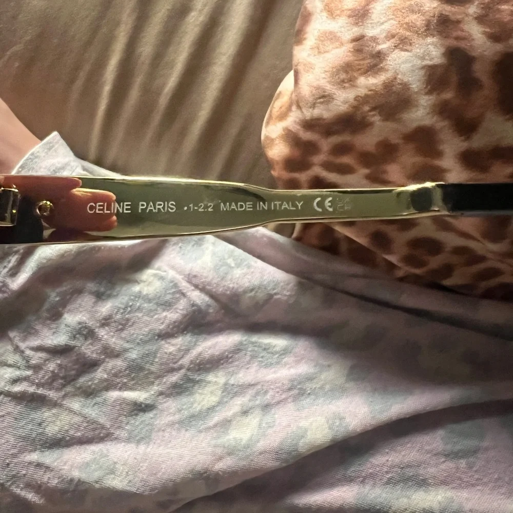 Celine Gold and Brown Geometric Sunglasses - Picture 5 of 6